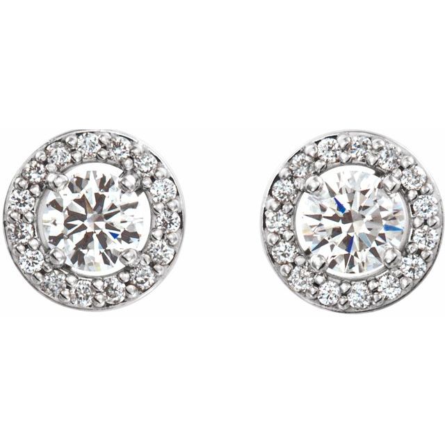 2 CTW Lab-Grown Diamond Halo-Style Earrings