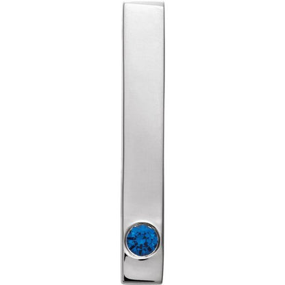 Custom Engravable Vertical Bar Pendant with Gemstones