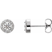 14K White 1/2 CTW Lab-Grown Diamond Halo-Style Earrings