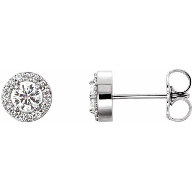 2 CTW Lab-Grown Diamond Halo-Style Earrings