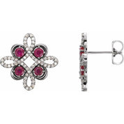 14K White Natural Ruby & 1/4 CTW Natural Diamond Earrings