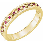 14K Yellow Natural Ruby Stackable Ring