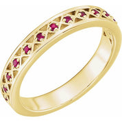 14K Yellow Natural Ruby Stackable Ring
