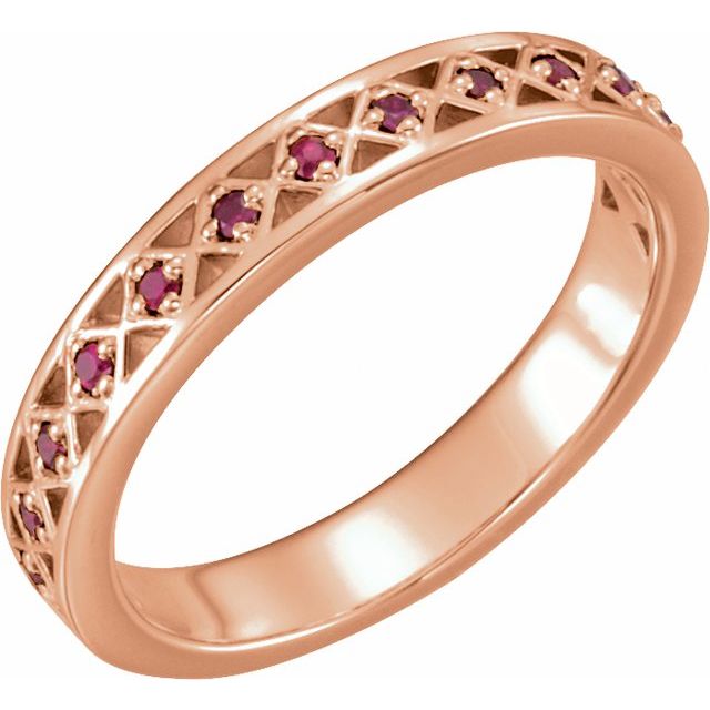 14K Rose Natural Ruby Stackable Ring