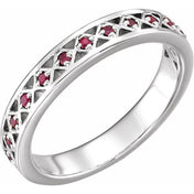 Sterling Silver Natural Ruby Stackable Ring