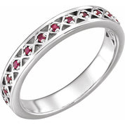 Platinum Natural Ruby Stackable Ring