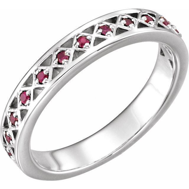 Platinum Natural Ruby Stackable Ring