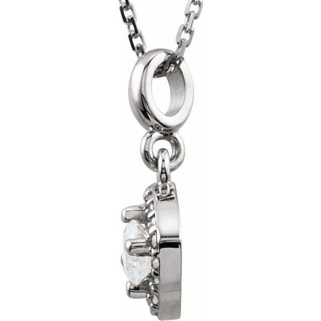 14K White 1/3 CTW Natural Diamond Halo-Style 18" Necklace