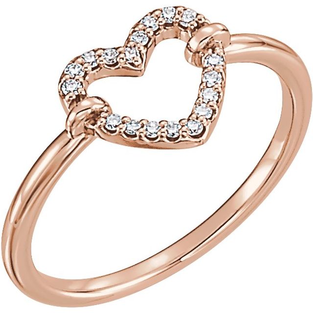 14K Rose Gold .07 CTW Natural Diamond Heart Ring - Stunning Jewelry by [Brand Name]