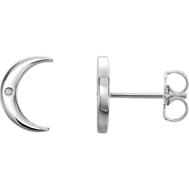 Sterling Silver .005 CTW Natural Diamond Crescent Earrings - Elegant Jewelry by Sterling