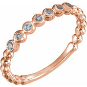 14K Rose Natural Aquamarine Stackable Ring