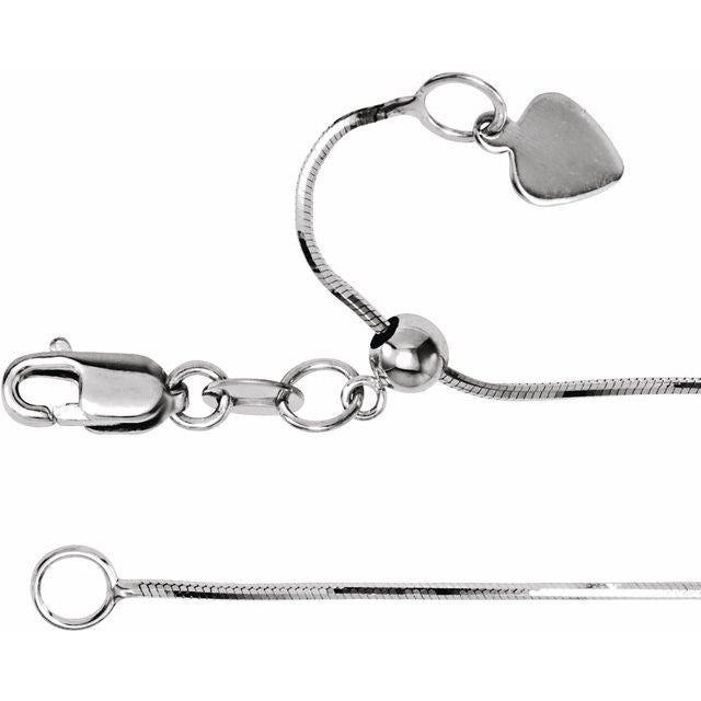 14K White .8 mm Adjustable Snake 16-22" Chain
