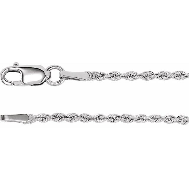 14K White 1.5 mm Rope 18" Chain
