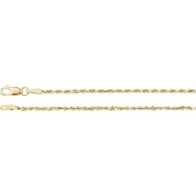 14K Yellow 1.8 mm Diamond-Cut Rope 18" Chain