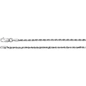 14K White  1.8 mm Diamond-Cut Rope 7" Chain