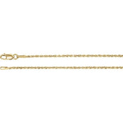 14K Yellow 1.6 mm Diamond-Cut Rope 7" Chain