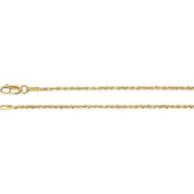 14K Yellow 1.6 mm Diamond-Cut Rope 20" Chain