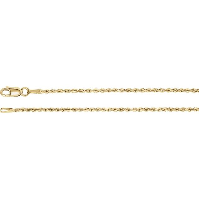 14K Yellow 1.6 mm Diamond-Cut Rope 20" Chain