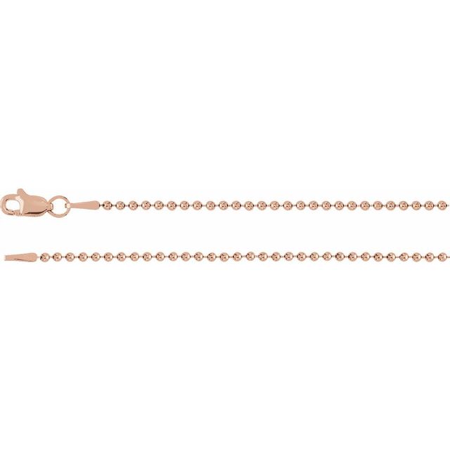 14K Rose 1.5 mm Hollow Bead 16" Chain
