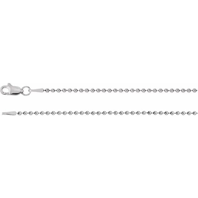 14K White 1.5 mm Hollow Bead 16" Chain