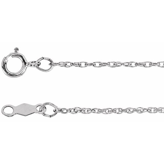 14K White 1 mm Rope 20" Chain