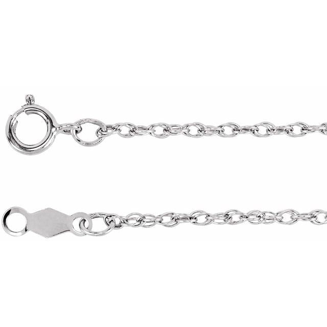 14K White 1.25 mm Rope 18" Chain