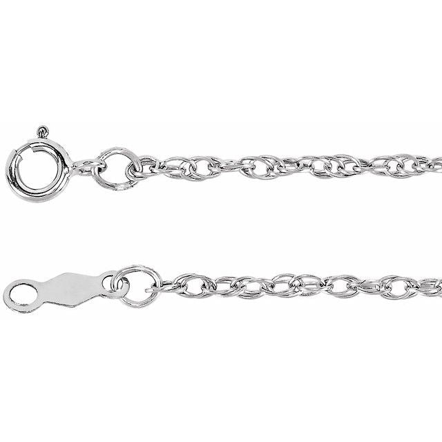 14K White 1.5 mm Rope 20" Chain