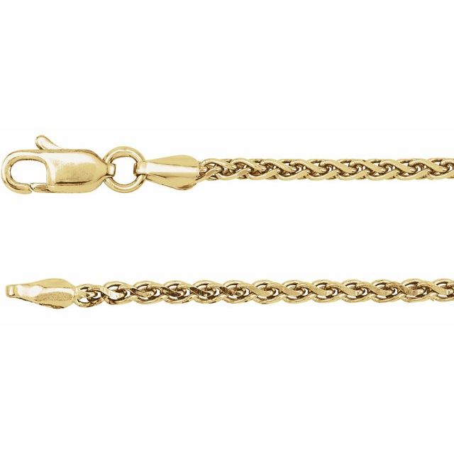 14K Yellow 2 mm Diamond-Cut Wheat 18" Chain