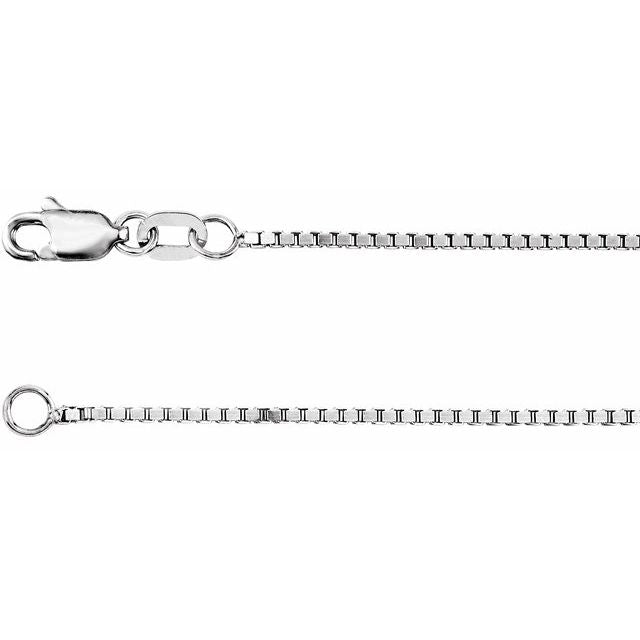 14K White 1 mm Box 18" Chain
