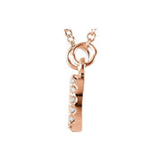 14K Rose .07 CTW Natural Diamond "XO" Phrase 16 1/2" Necklace