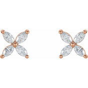 14K Natural Diamond Cluster Earrings in White, Yellow, and Rose Gold