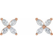 14K Natural Diamond Cluster Earrings in White, Yellow, and Rose Gold