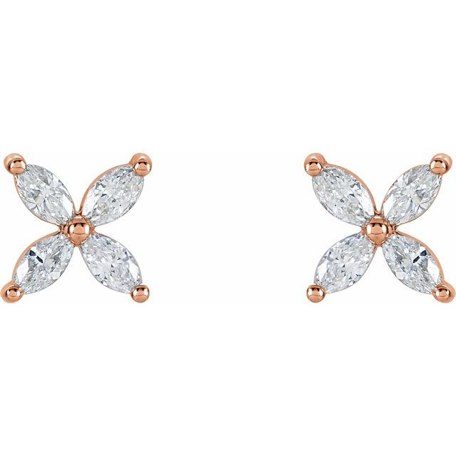 14K Natural Diamond Cluster Earrings in White, Yellow, and Rose Gold