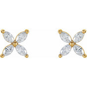 14K Natural Diamond Cluster Earrings in White, Yellow, and Rose Gold