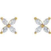 14K Natural Diamond Cluster Earrings in White, Yellow, and Rose Gold