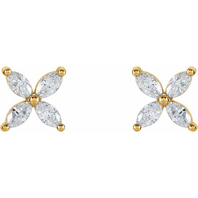14K Natural Diamond Cluster Earrings in White, Yellow, and Rose Gold