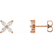 14K Natural Diamond Cluster Earrings in White, Yellow, and Rose Gold