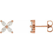 14K Natural Diamond Cluster Earrings in White, Yellow, and Rose Gold