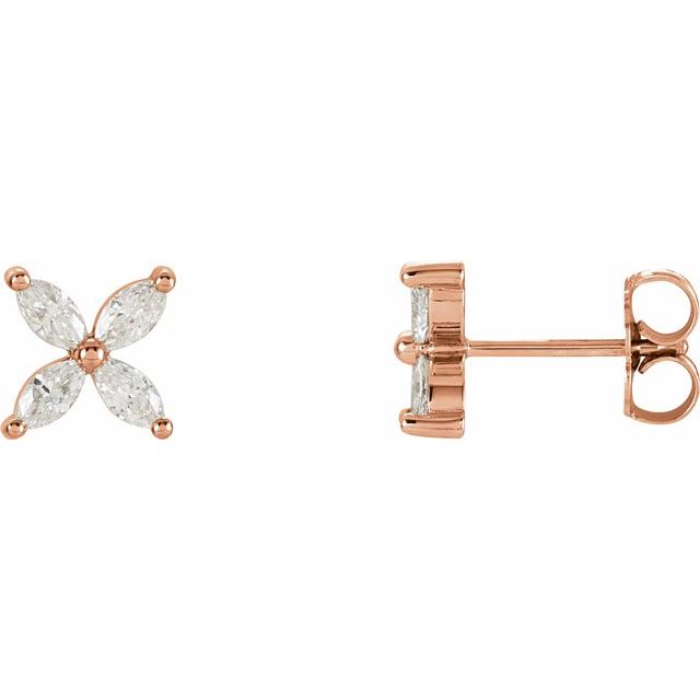 14K Natural Diamond Cluster Earrings in White, Yellow, and Rose Gold