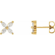 14K Natural Diamond Cluster Earrings in White, Yellow, and Rose Gold