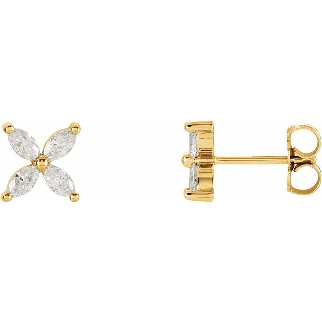 14K Natural Diamond Cluster Earrings in White, Yellow, and Rose Gold