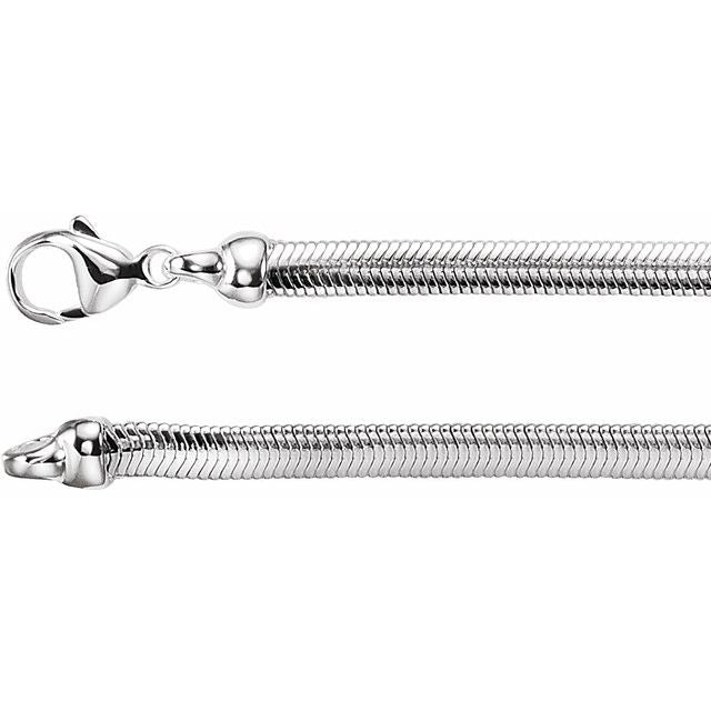 Sterling Silver 4.25 mm Oval Snake 20" Chain