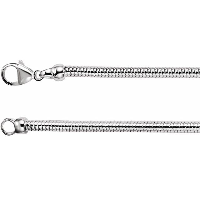 Sterling Silver 3.25 mm Round Snake 18" Chain