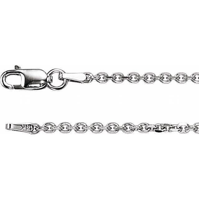 14K White 1.75 mm Diamond-Cut Cable 16" Chain