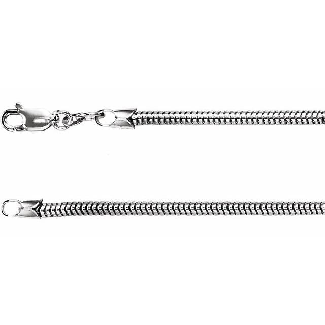 Sterling Silver 2.5 mm Round Snake 18" Chain