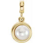 14K Rose Cultured White Freshwater Pearl Pendant