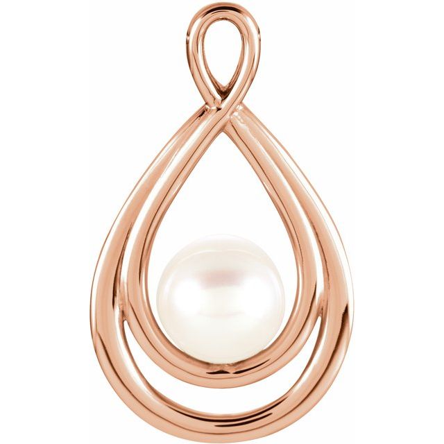 14K Rose Cultured White Freshwater Pearl Pendant - Elegant Jewelry by Brand