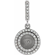 14K White 1/8 CTW Natural Diamond Semi-Set Pendant for 6 mm Pearl