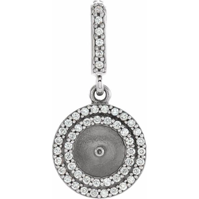 14K White 1/8 CTW Natural Diamond Semi-Set Pendant for 6 mm Pearl