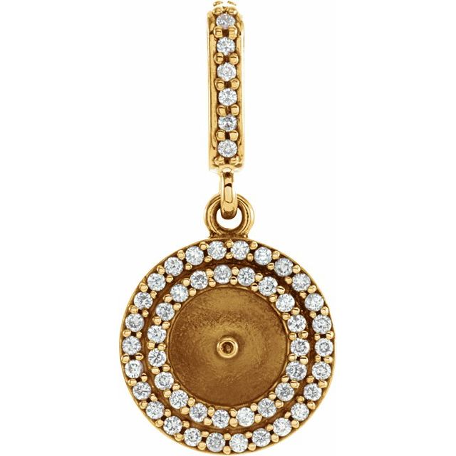 14K Yellow 1/8 CTW Natural Diamond Semi-Set Pendant for 6 mm Pearl